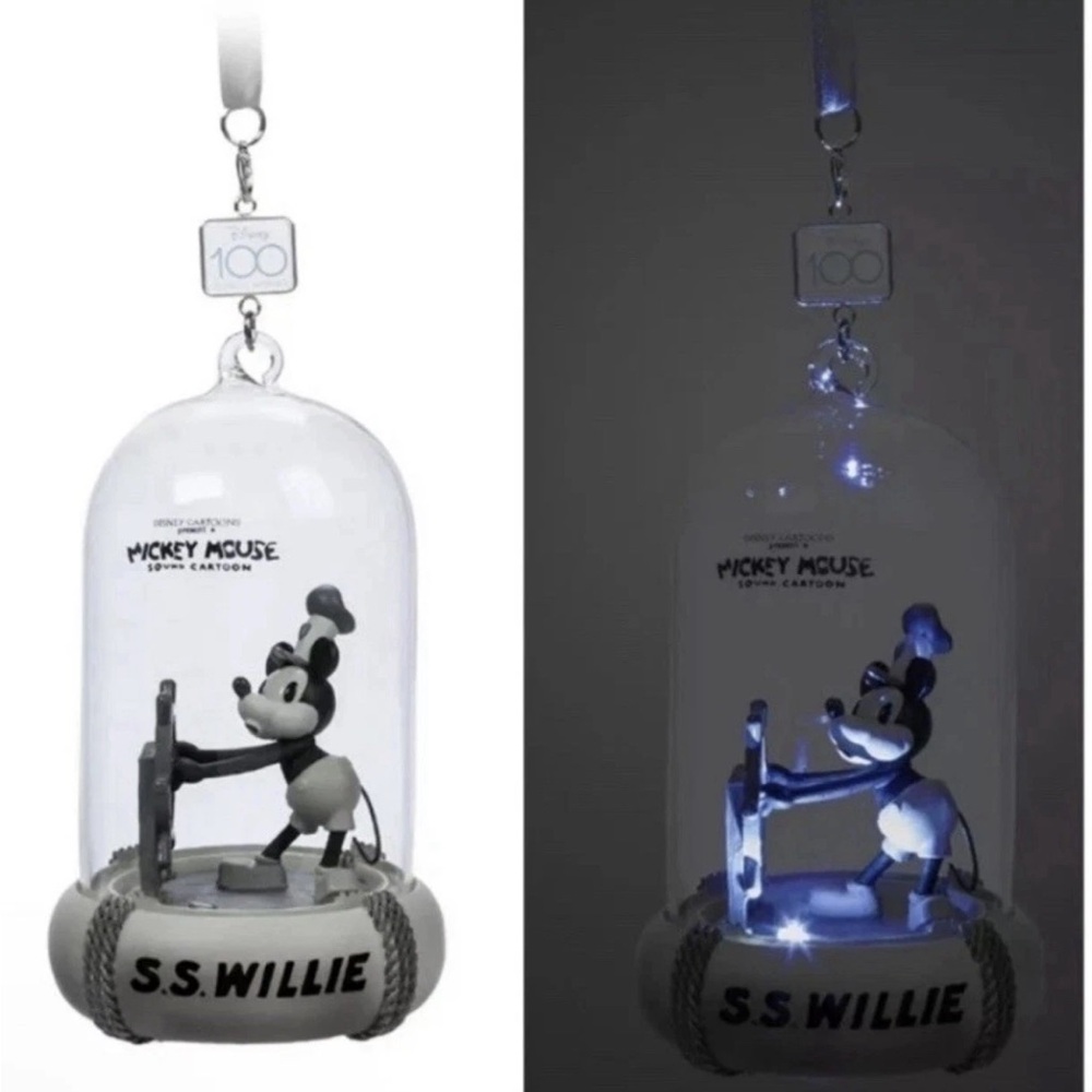 Disney Ornament 100 Years Of Wonder S.S. Willie Mickey Mouse Light & Sound New